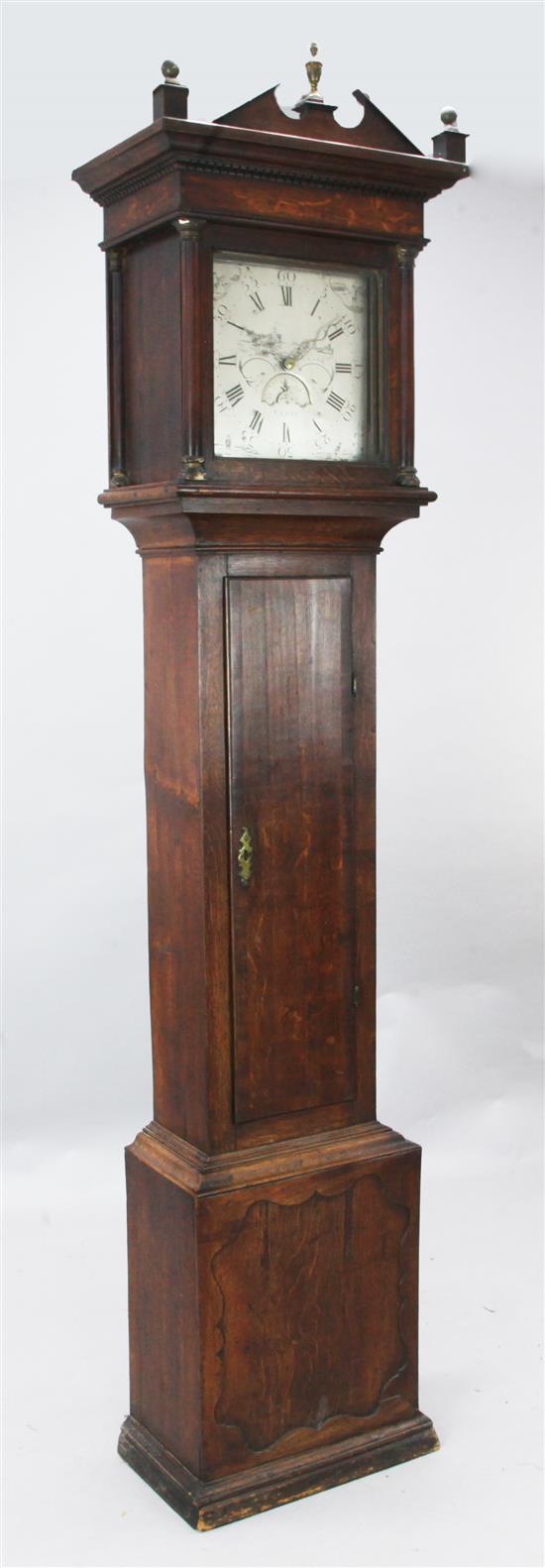 William Clark of Cerne. A George III oak thirty hour longcase clock, 7ft